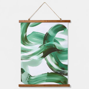 Modern Minimal Green Brush Strokes Abstract Hanging Tapestry