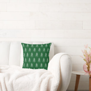 Modern Minimal Green Christmas Tree Pattern Cushion