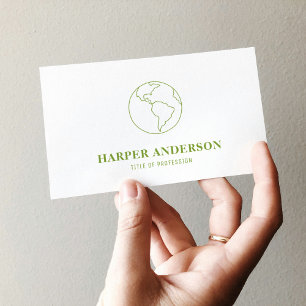 Modern Minimal Green Earth Logo  Eco-Friendly  Business Card