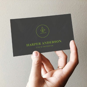  Modern Minimal Green Eco Professional Business  Business Card