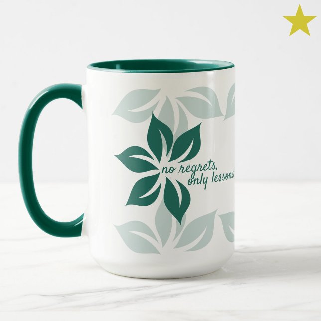 Modern Minimal Green Flowers Self Love Phrase Mug (Creator Uploaded)
