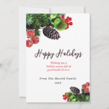Modern Minimal Green Foliage Holiday Elegant 