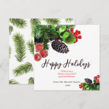 Modern Minimal Green Foliage Holiday Elegant 