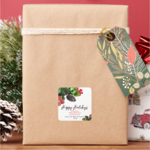 Modern Minimal Green Foliage Holiday Elegant 