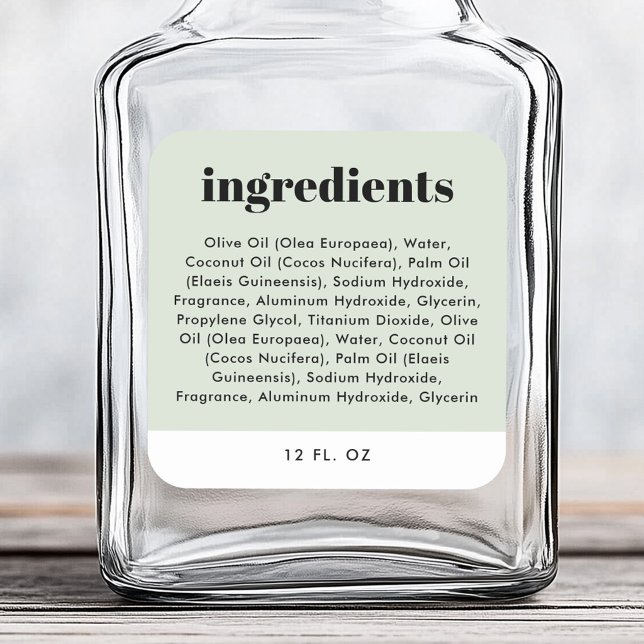 Modern minimal green ingredient list product label (Modern minimal green ingredient list product label)