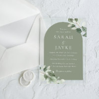 Modern Minimal Green Leaf Sage Arch Wedding