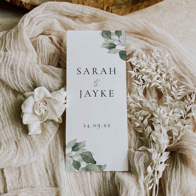 Modern Minimal Green Leaf Wedding Ceremony Program (Creator Uploaded)
