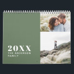 Modern minimal green multi photo family calendar<br><div class="desc">Modern minimal green white multi photo family calendar. A stylish bold way to show your family photographs.</div>