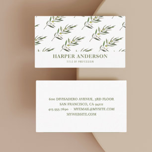 Modern Minimal Green Olive Tree Professional Busin Business Card