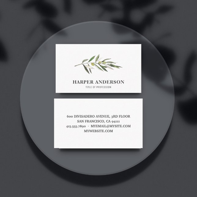 Modern Minimal Green Olive Tree Professional Business Card (Creator Uploaded)