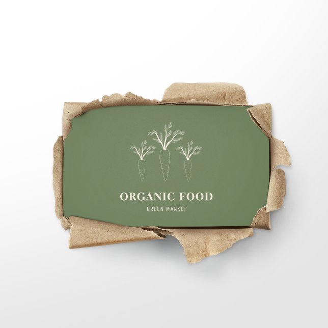 Modern Minimal Green Organic Food Business Card (Creator Uploaded)