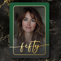 Modern Minimal Green Photo Fiftieth Birthday