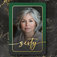 Modern Minimal Green Photo Sixtieth Birthday