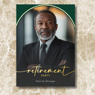 Modern Minimal Green Retirement Party