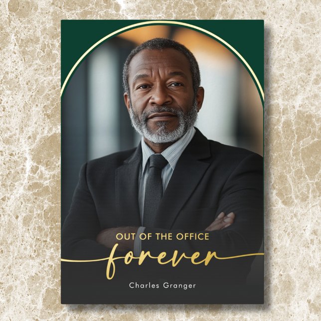 Modern Minimal Green Retirement Party (Modern Minimal Green Retirement Party Foil Invitation)