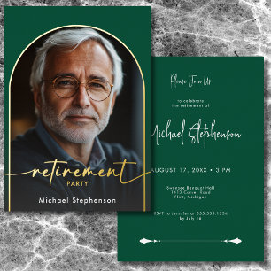 Modern Minimal Green Retirement Party