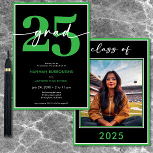 Modern Minimal Green Script Graduation Party Invitation