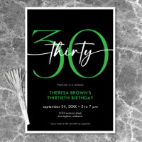 Modern Minimal Green Thirty Script Birthday