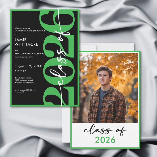 Modern Minimal Green Typography Graduation Party Invitation (Modern Minimal Green Typography Graduation Party Invitation)