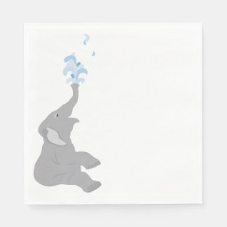 Modern Minimal Grey Elephant Shower Party Napkins