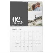 Modern minimal grey multi photo family calendar (Feb 2025)