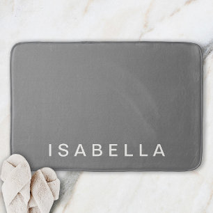 Modern Minimal Grey Personalised Name Bath Mat