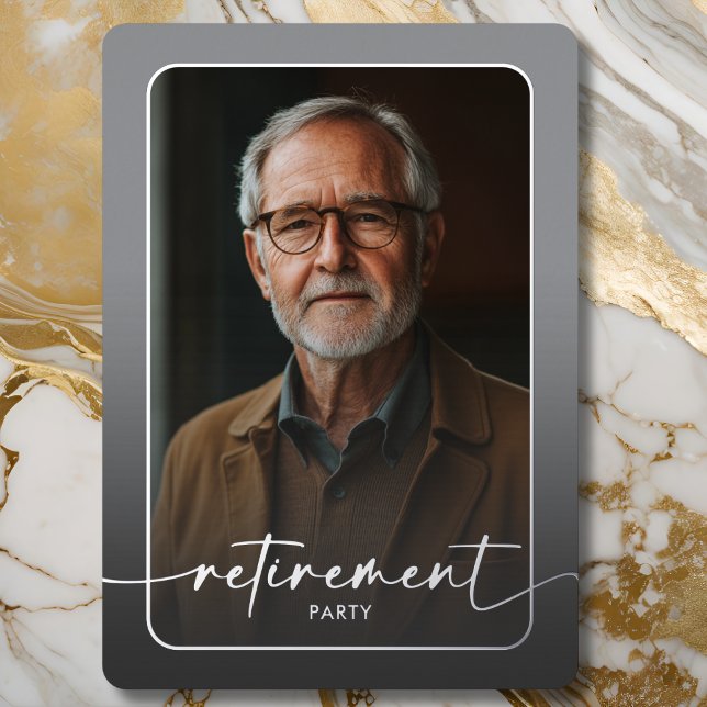 Modern Minimal Grey Photo Retirement Party (Modern Minimal Gray Photo Retirement Party Foil Invitation)