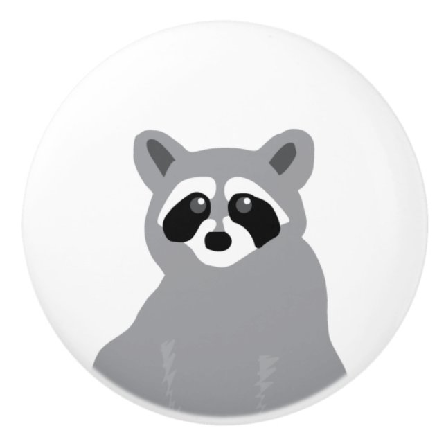 Modern Minimal Grey Racoon Ceramic Pull Knob (Front)