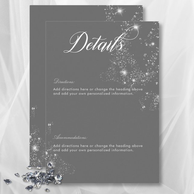Modern Minimal Grey & White Glam Diamonds Details Enclosure Card (Modern Minimal Gray & White Glam Diamonds Details Enclosure Card)
