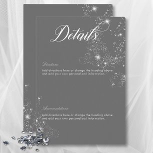 Modern Minimal Grey & White Glam Diamonds Details Enclosure Card