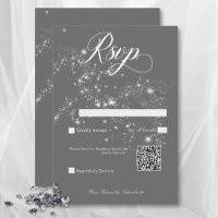Modern Minimal Grey & White Glam Diamonds QR Code