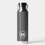 Modern Minimal Grey White Monogram Water Bottle<br><div class="desc">This modern water bottle design features a grey background,  with your monogram initial in bold white text for a look that is simple and stylish,  yet professional.</div>