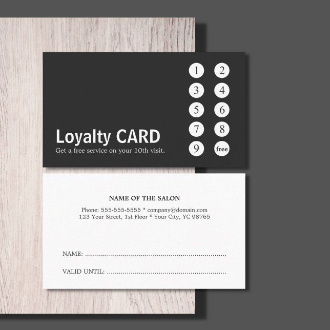 Modern Minimal Grey White Salon Punch Loyalty Card (Creator Uploaded)