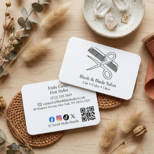 Modern Minimal Hair Artist Card with Business Card