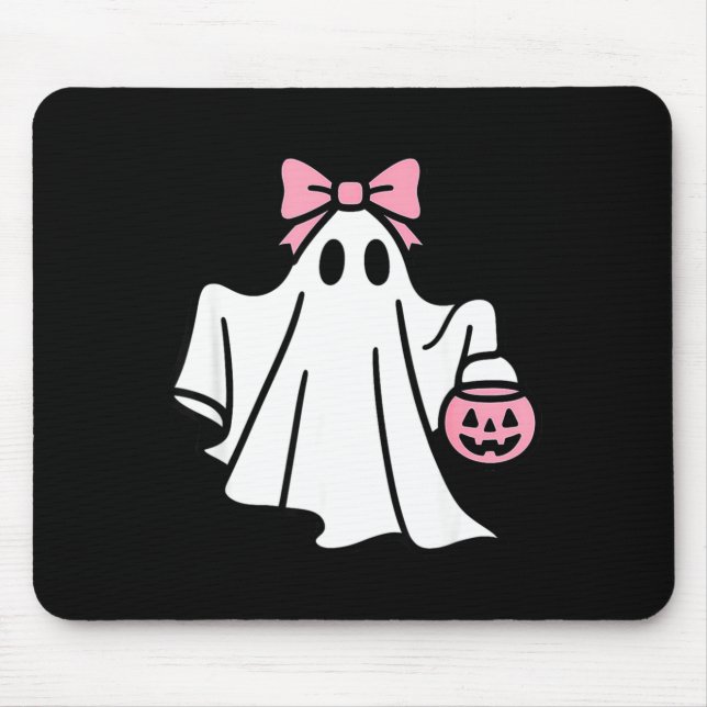 Modern minimal halloween ghost with jack o lantern mouse pad (Front)