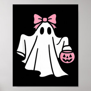 Modern minimal halloween ghost with jack o lantern poster