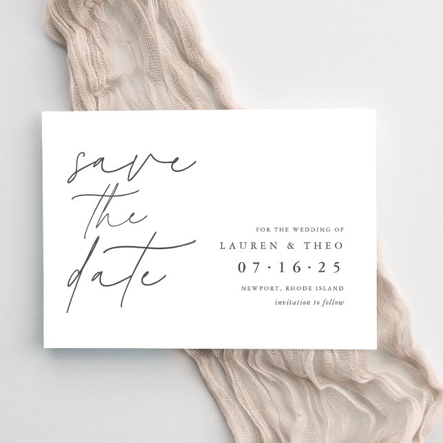 Modern Minimal Hand Lettered Script Save The Date (Creator Uploaded)