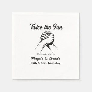 Modern Minimal Hands Grey Joint Birthday Napkin