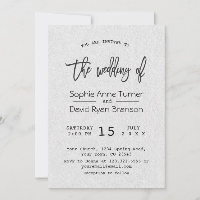 Modern Minimal Handwriting Hand lettered Wedding Invitation (Front)