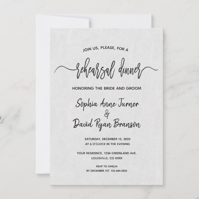 Modern Minimal Handwriting Rehearsal Dinner Invitation (Front)