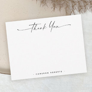 Modern minimal handwritten script blank thank you card