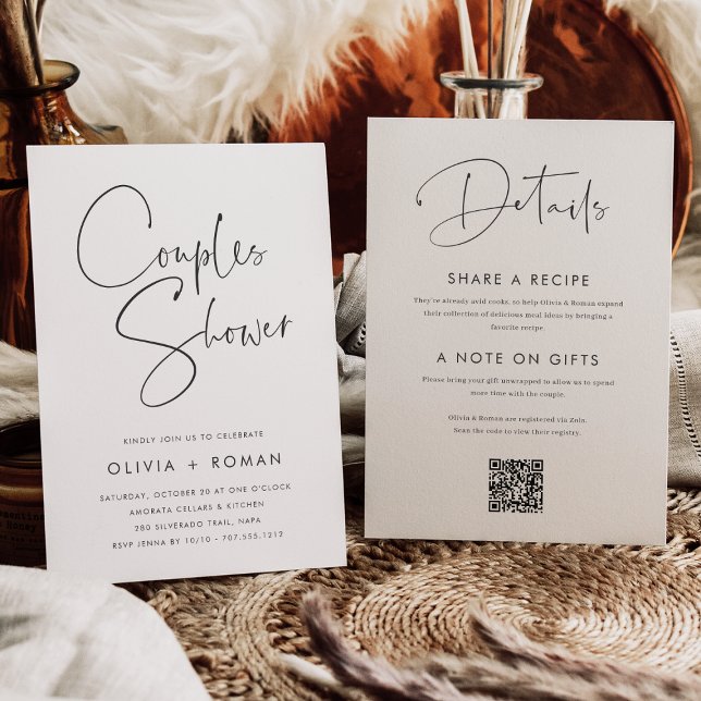 Modern Minimal Handwritten Script Couples Shower I Invitation (Creator Uploaded)
