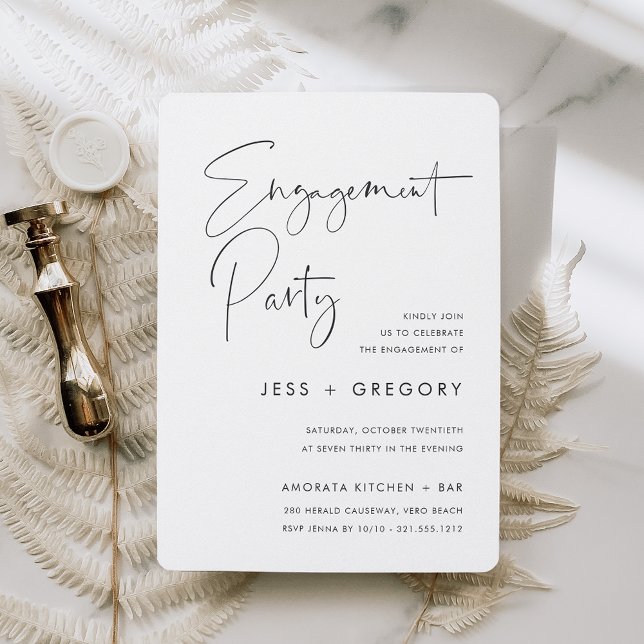 Modern Minimal Handwritten Script Engagement Party Invitation (Creator Uploaded)