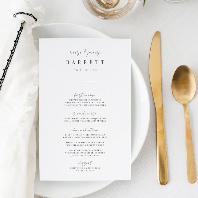 Modern Minimal Handwritten Script Wedding Menu (Creator Uploaded)