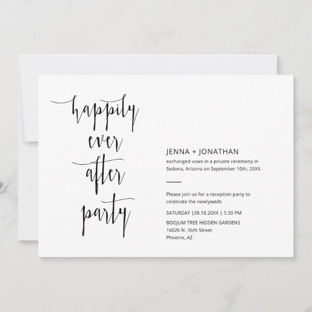 Modern Minimal Happily Ever After QR Code Photo Invitation (Front)