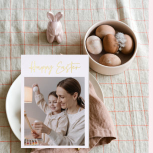 Modern Minimal Happy Easter Family   Real Foil Foil Holiday Card