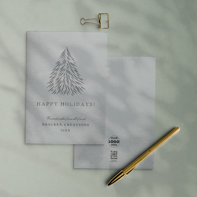 Modern Minimal Happy Holidays Corporate Christmas  Holiday Card (Creator Uploaded)
