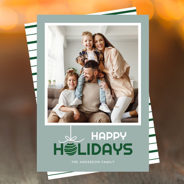 Modern Minimal Happy Holidays Ornament Christmas Holiday Card (Creator Uploaded)