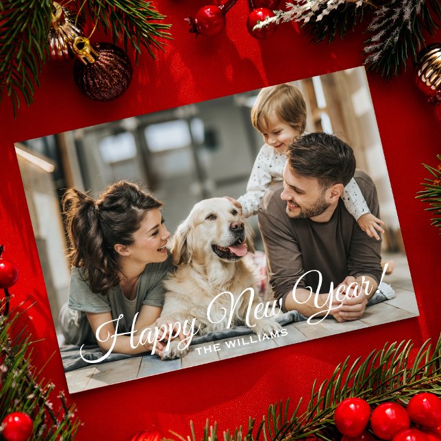 Modern Minimal Happy New Year Photo  Holiday Card (Creator Uploaded)