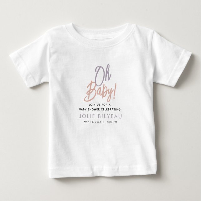 Modern Minimal Heart Boho Baby Shower  Baby T-Shirt (Front)